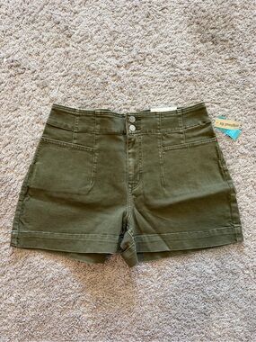 Maurices Olive High-Waist Utility Shorts